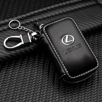 fashion car badge key case leather zipper black keys wallets organizer accessories for lexus is250 is300 rx330 rx350 rx300 gs300
