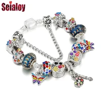seialoy multicolor butterfly drawing board charm bracelets for women original colorful unicorn christmas tree bead bracelet gift