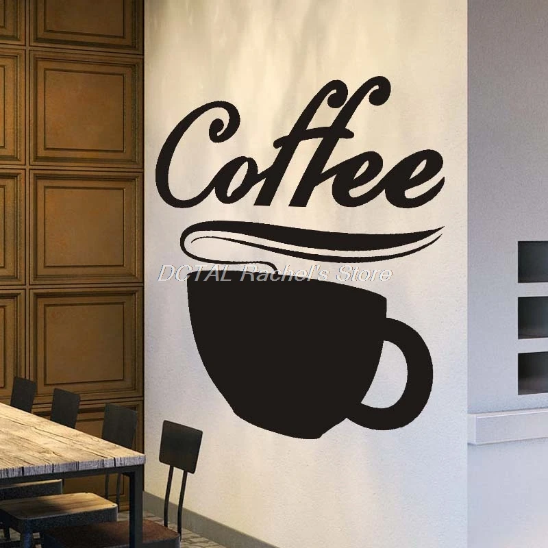 

Coffee Shop Sticker Milk tea Decal Cafe Cup Poster Vinyl Art Wall Decor Mural Decoration Break Bread Coffee Glass Decals