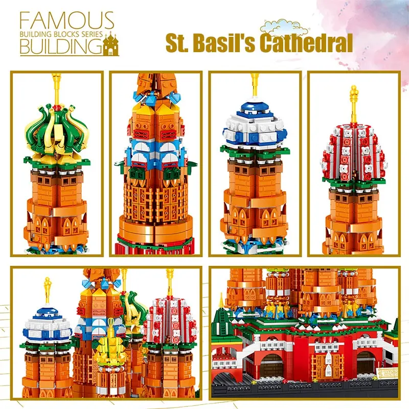 

City Street View Creator Mini Diamond Architecture St.Vassily Church Famous Cathedral House Building Block Bricks Toys For Kids