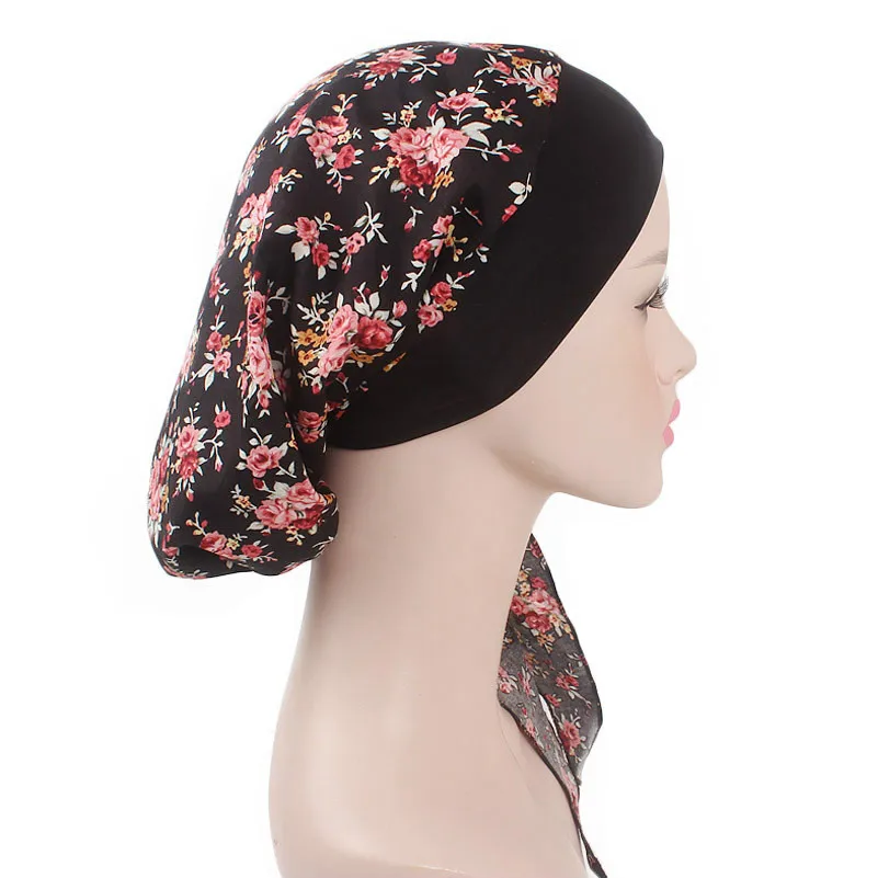Women Cotton Breathe Hat New Women's winter Turban hat Elastic Cloth Head Cap Hat Ladies Hair Accessories Muslim Scarf Cap