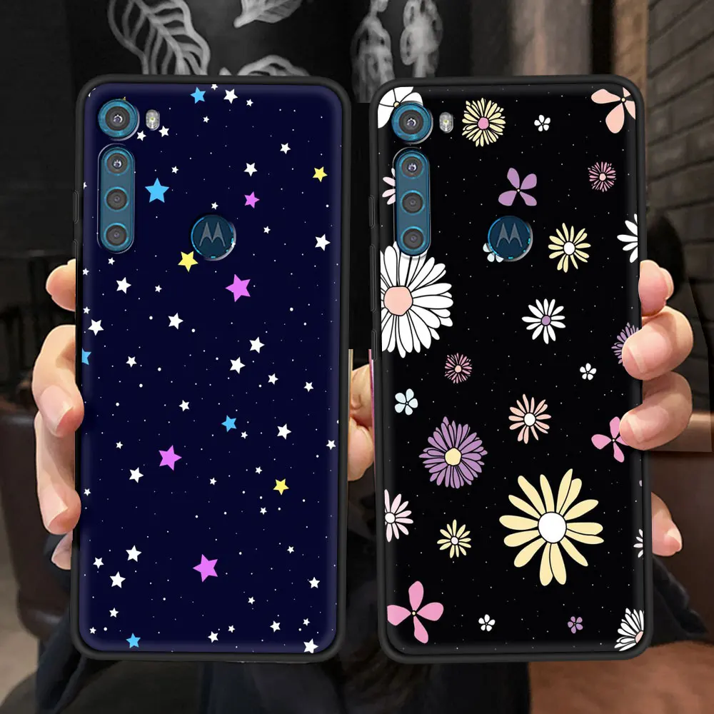 case for motorola moto g9 play g8 power lite one fusion plus hyper g30 g10 black g stylus phone cover funda luxury stars flowers free global shipping