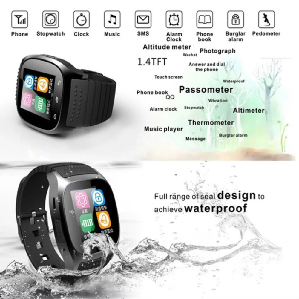 sports smart watch m26 smart bracelet bluetooth with dial phone anti lost for ios android mobile smartwatch menwomen fashion free global shipping