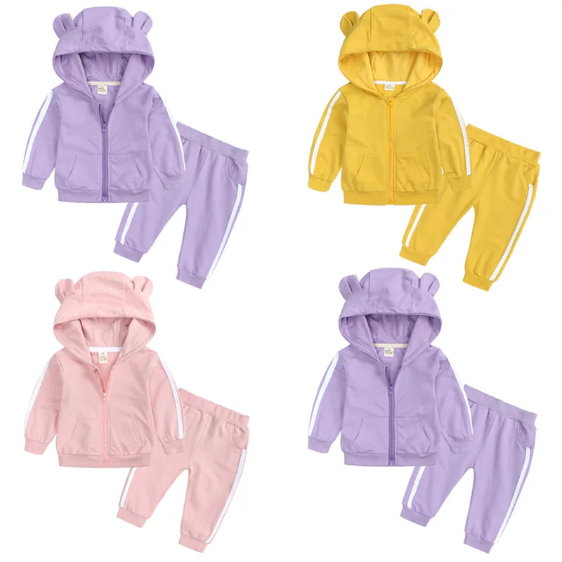 

Kids Baby Girls Clothes Boys Sets Long Sleeve Hooded Pullover Top+Pants 2Pcs Clothing Sets Cotton Tracksuit for Toddler Newborns