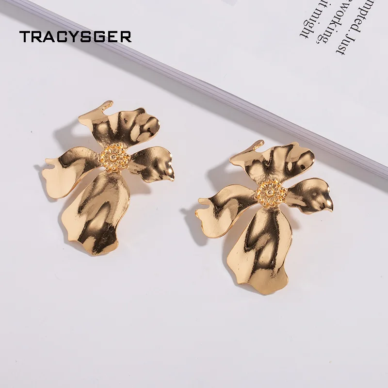 AH ER84908/tracysger/золотой цветок серьги|Серьги-гвоздики| |