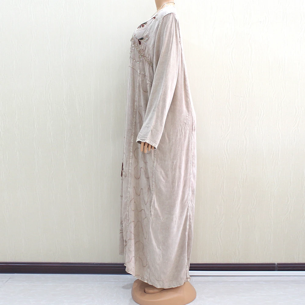 Африканские Дашики с блестками вышивкой аппликацией длинным рукавом и круглым