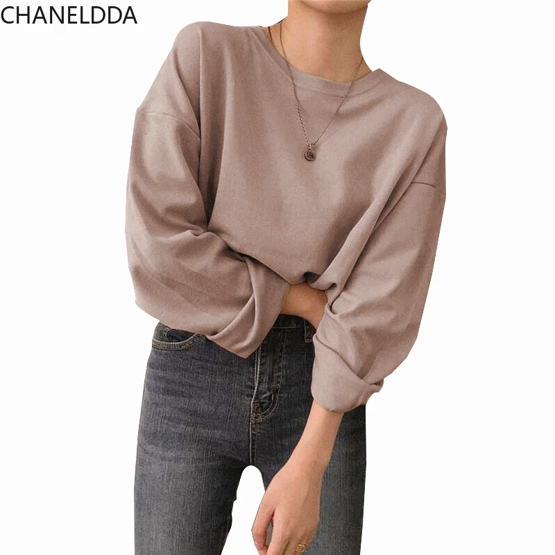 

Женская хлопковая футболка с длинным рукавом, 6 цветов