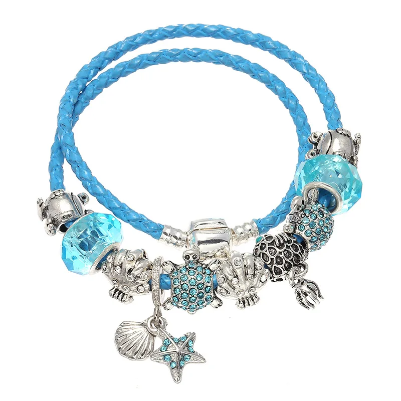 

Summer Style Leather Charms Bracelet for Starfish Pendant Fit Original Fine Bracelets For Women Pulseira Jewelry