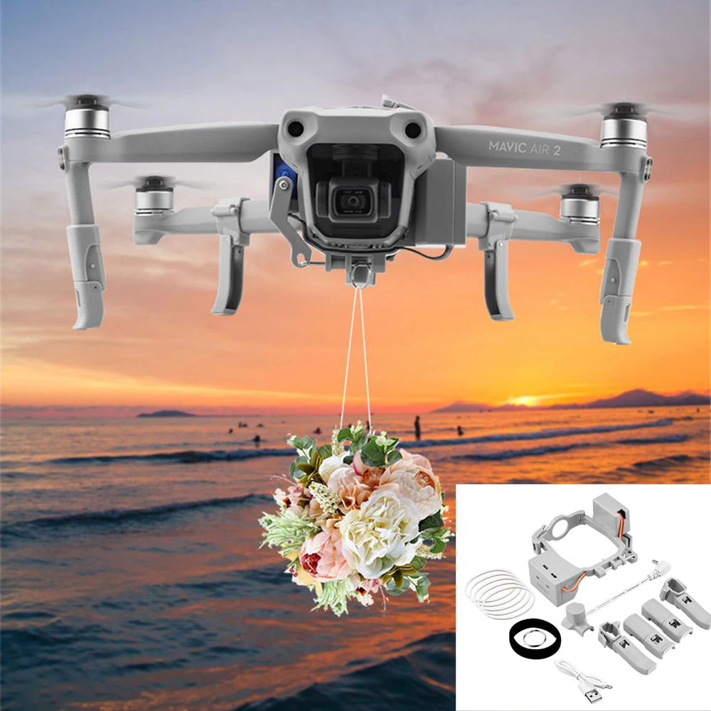 

For DJI Mavic Air 2/2S Drone Airdrop System Landing Gear Fishing Bait Wedding Proposal Delivery Dispenser Thrower Rescue Device