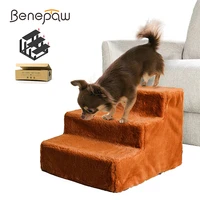 benepaw sturdy small dog stairs ramp safe washable removable plush cover quality pet steps for cats puppies easy to install