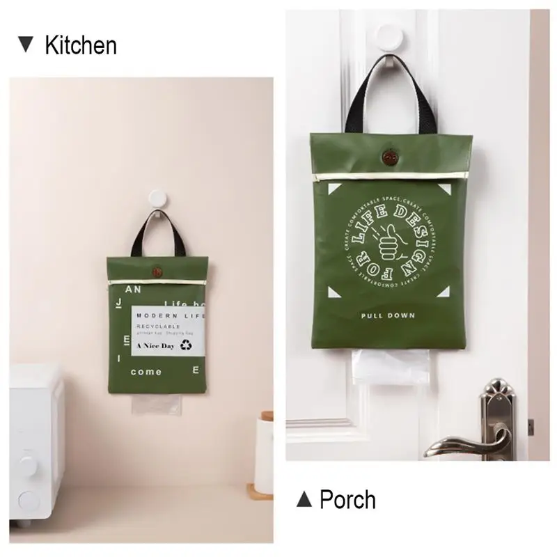 

Kitchen Hanging Bag Oxford Cloth Waterproof Garbage Bag Foldable Eco-friendly Toilet for Shopping Groceries Travel