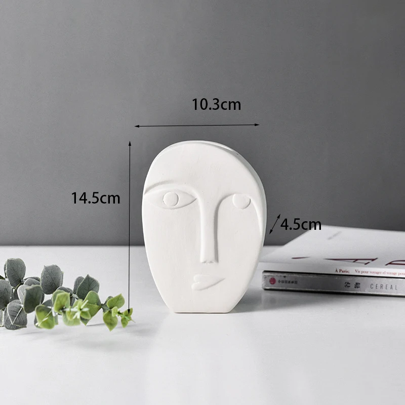 

Nordic Style Modern Face Mask Ceramic Vase ornaments dried flower flower arrangement creative art living room desktop decoration