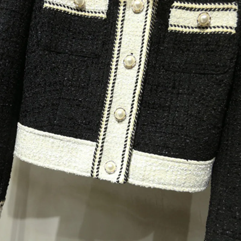 Женский твидовый костюм с бантом дизайнерский подиумный комплект из двух