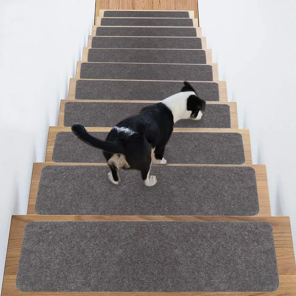 15Pcs/Set Stair Tread Carpet Mats Self-adhesive Floor Mat Step Staircase Non Slip Door Pad Protection Cover Rug for Home Decor