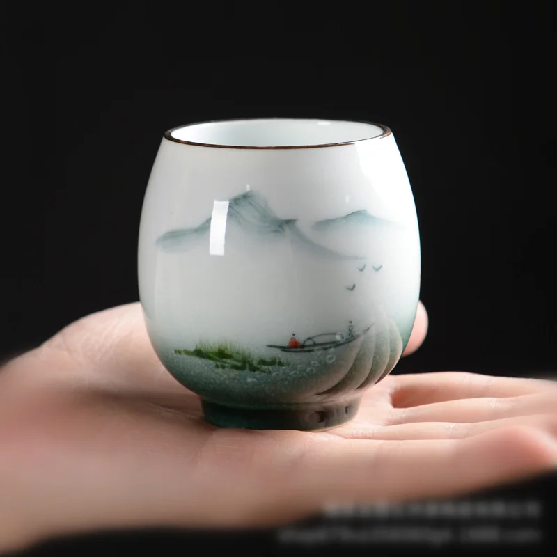 

Hand-Painted Kung Fu Tea Teacup Individual Single Master Cup starbucks cup with straw