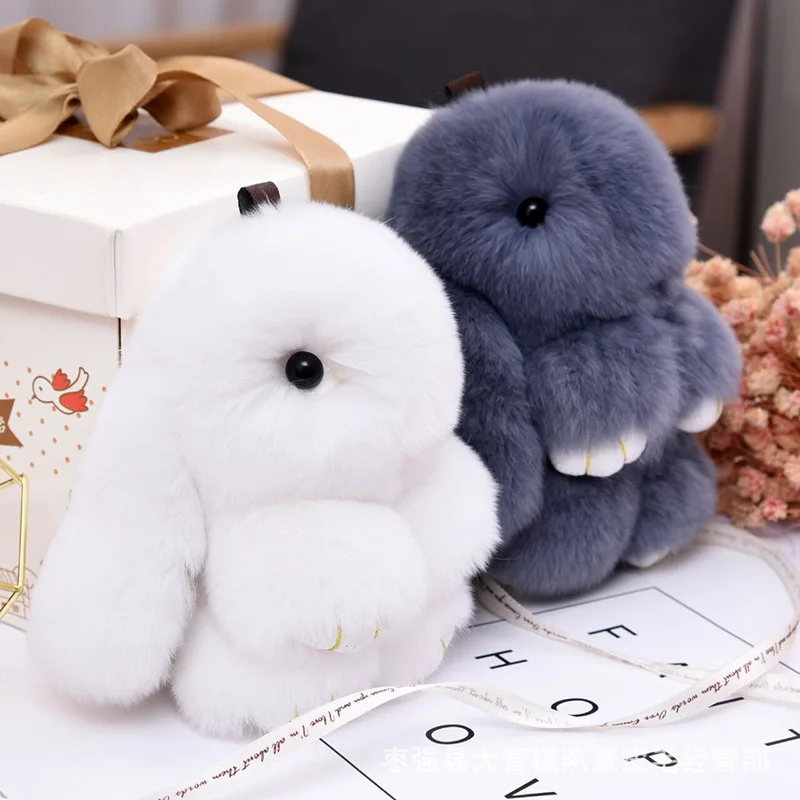 

Fluffy Rabbit Plush Pompom Rabbit Keychain Trinkets Ladies Toy Pompom Rabbit Keychain Car Keychain Ornaments Christmas Gifts