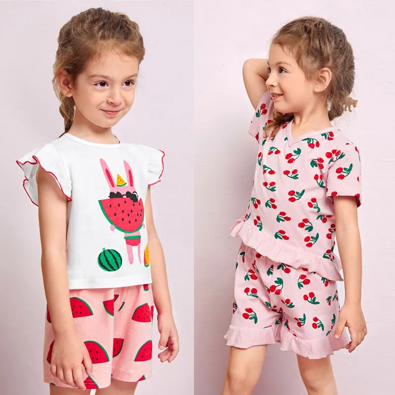 

Комплекты одежды для девочек, лето 2022, Детская футболка + шорты, комплект из 2 предметов для малышей на день рождения, Детская Пижама