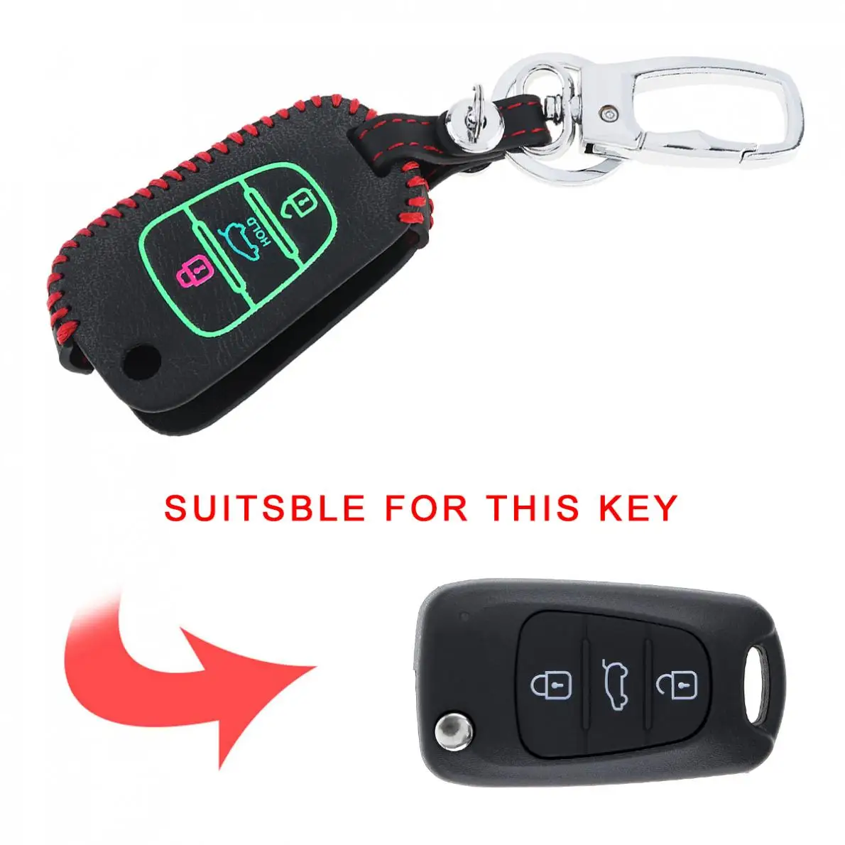 3 кнопки ручной работы 3D кожаный фосфоресцирующий чехол для ключей автомобиля