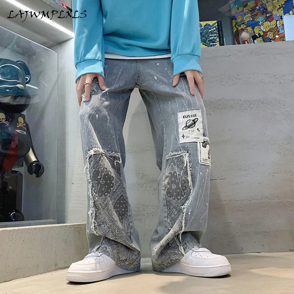 

Мужские джинсы-багги в стиле пэчворк, 2021