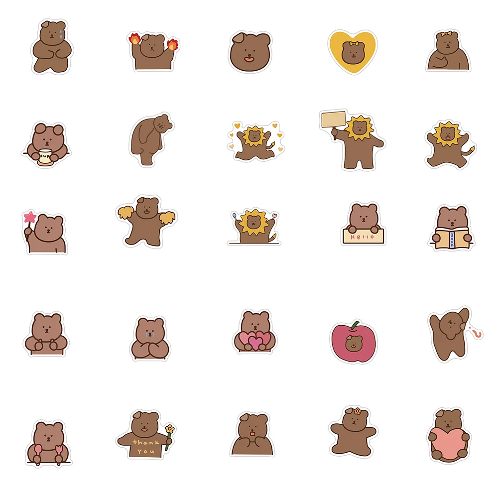 

10/30/50PCS Kawaii Lazy Bear Stickers Aesthetic Laptop Scrapbooking Water Bottle Waterproof Graffiti Decal Sticker Packs Kid Toy