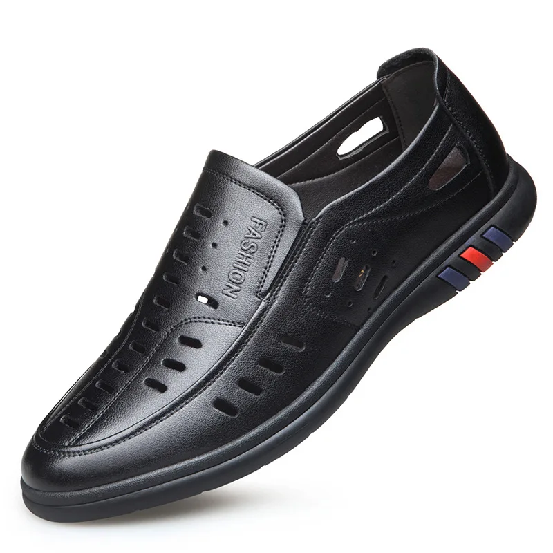 

Cowhide Summer Shoes Hollowed Leisure Shoes Male Hole Shoes My Dad Wears Non-Slip Flat Heel Hole Leather Shoes