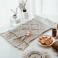 macrame placemats heat resistant non slip tablemat coaster for home restaurant handcrafted cotton braid insulation mats