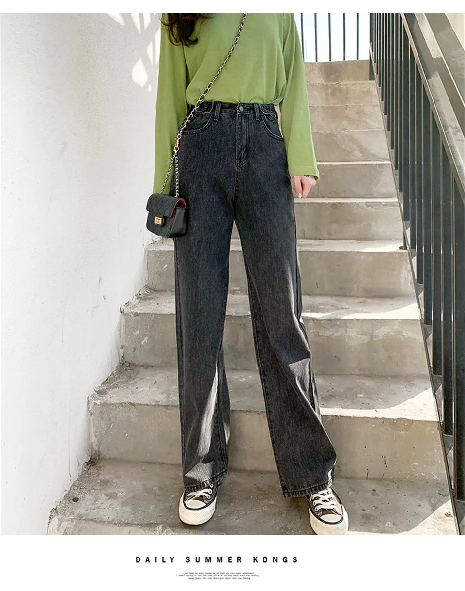 

Fashion trend wide leg jeans women's high waist 2020spring loose popular pants vertical straight pants cargo pants women's pants