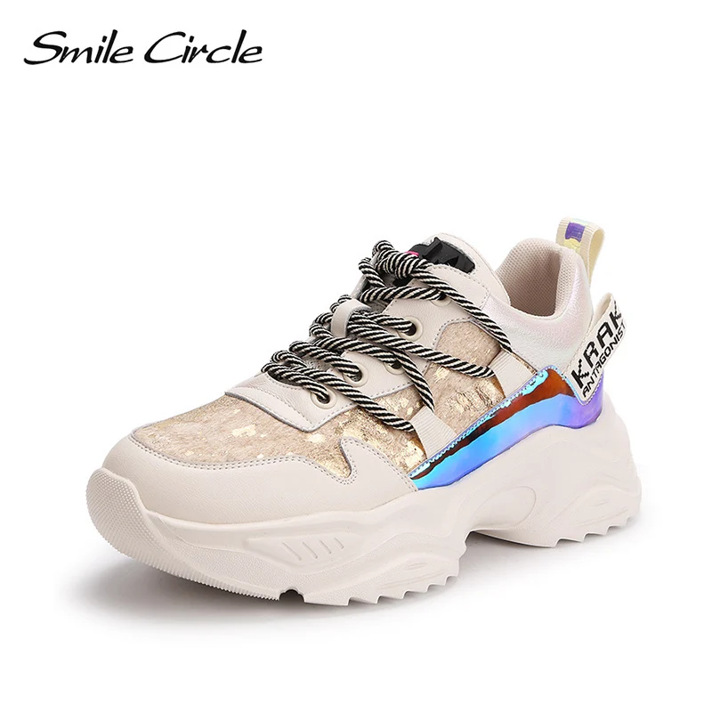 Smile Circle Women Sneakers Flats Platform shoes Patchwork Thick bottom Fashion horse hair Casual Ladies sneakers | Обувь