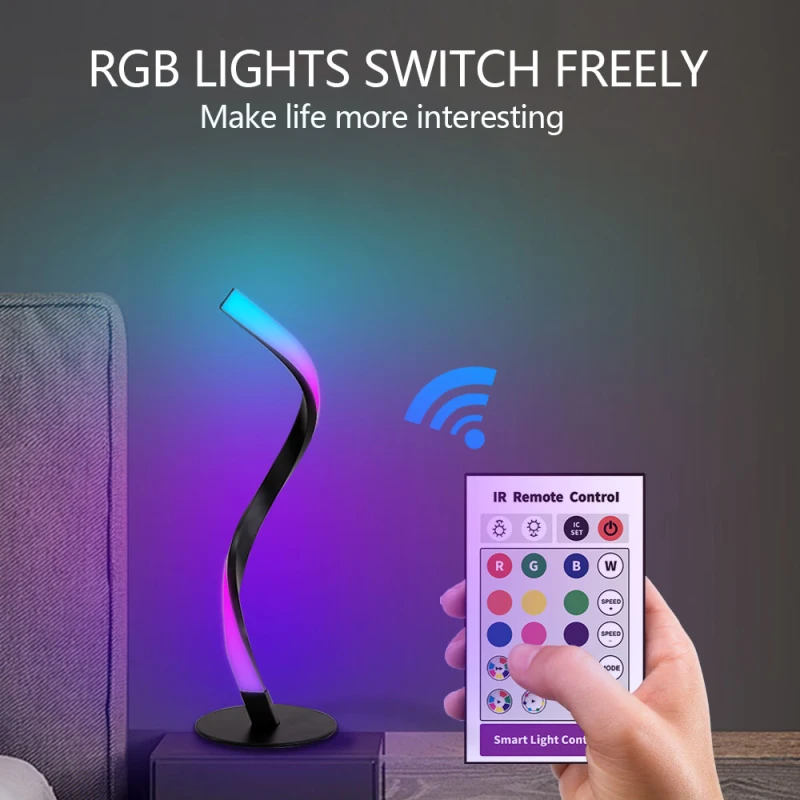 

Tuya WiFi Spiral Bedside Table Led Table Lamp For Alexa, Google Home Voice Control Colorful Decoration Serpentine Desk Lamp