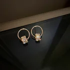 Серьги женские с цирконом, с круглой застежкой, в Корейском стиле, 2021