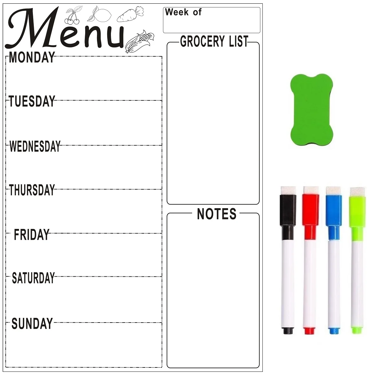 

A4 Magnetic Refrigerator Whiteboard Weekly Menu Meal Planner Grocery To Do List Fridge Sticker Marker Pen Calendar Erase Board