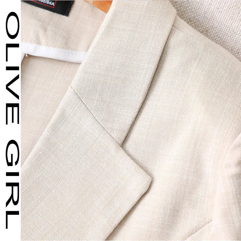 

2021 New Korean Professional OL Loose Casual Suit Jacket Large Size Cotton and Linen Suit Women Thin Section Spring and Summer