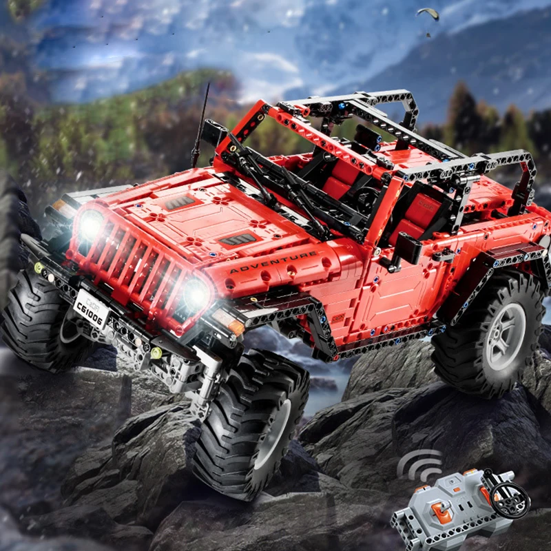 

Новый красный флагманский Радиоуправляемый Adventurer C61006 4WD Багги Пикап 4x4 строительные блоки кирпичи высокотехнологичный автомобиль игрушки ...