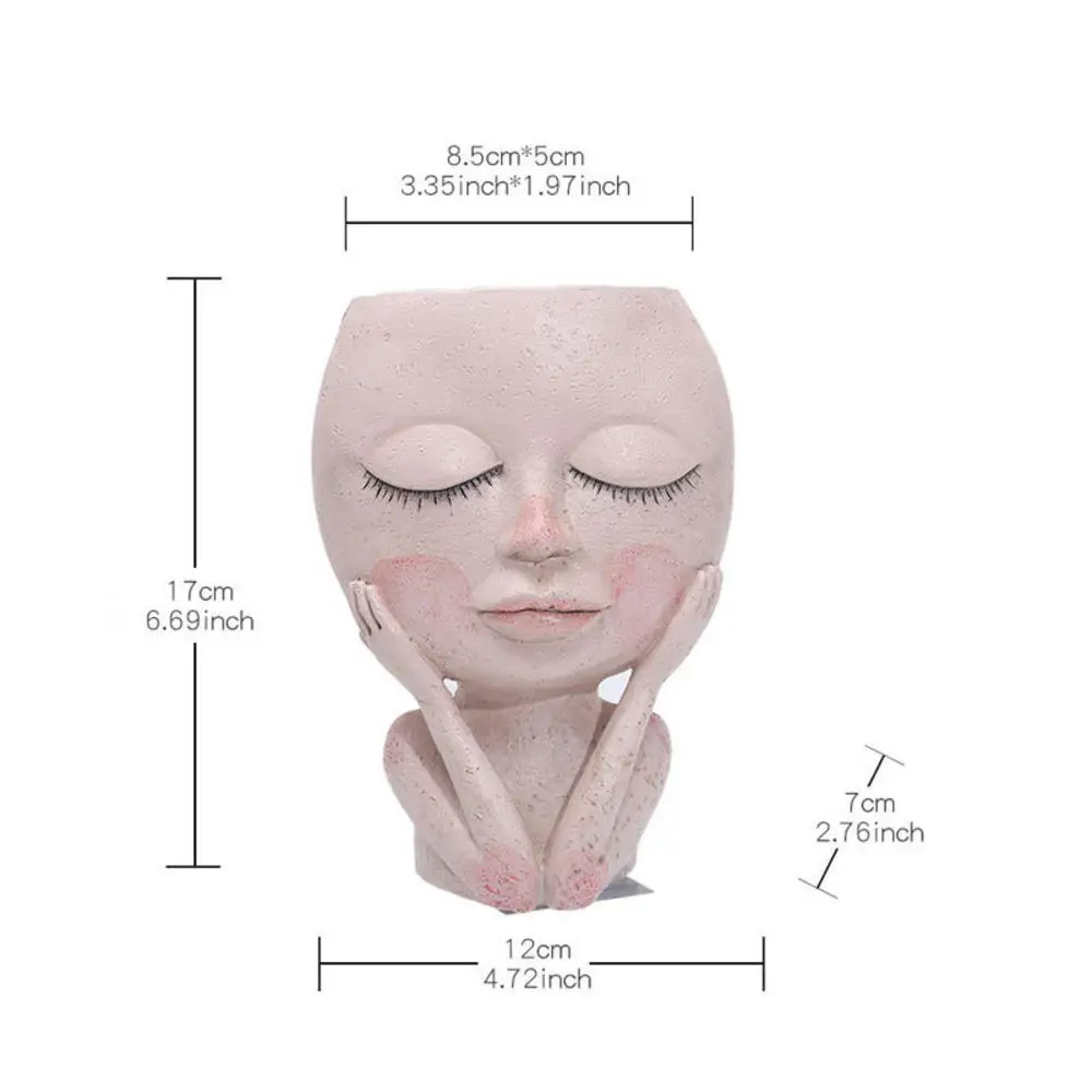 

Girls Face Vase Head Flower Planter Succulent Plant Flower Container Pot Flowerpot Figure Garden Decor Nordic Tabletop Ornament