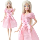 1 комплект, модный розовый наряд, платье Wave Point юбка с бантом, аксессуары для повседневной одежды, Одежда для куклы Барби
