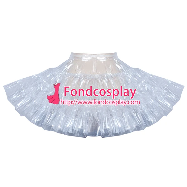 

French clear PVC petticoat underskirt sissy maid skirt tailor-made [G3909]