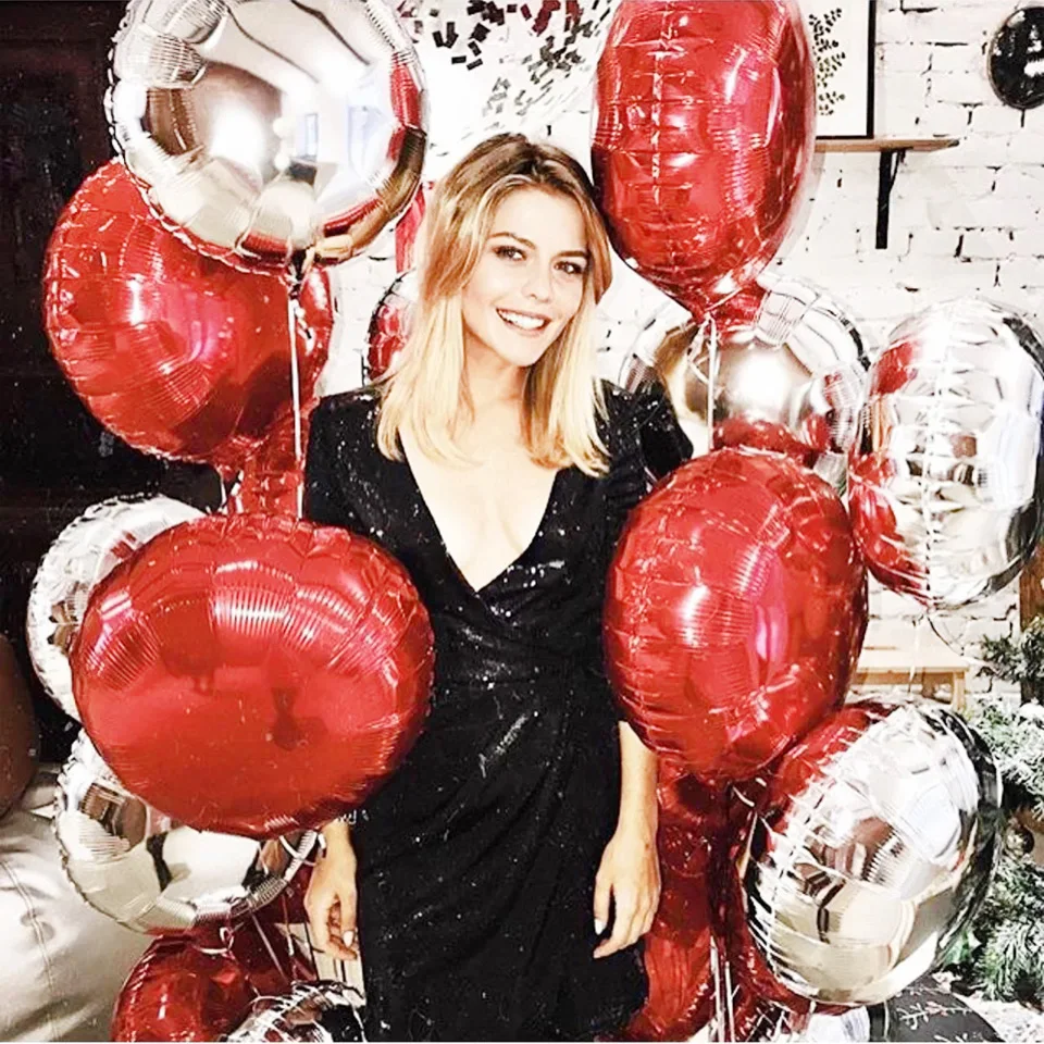 10 шт./лот 18 дюймов круглые красные Серебристые гелиевые фольгированные шары для