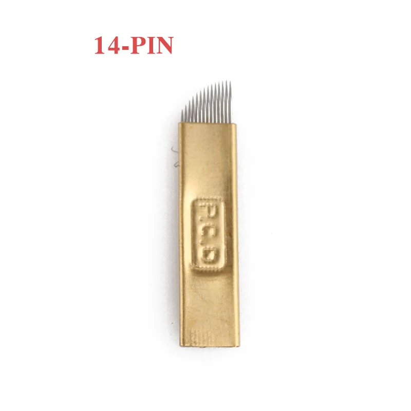 10 шт. 14 пин Перманентный макияж бровей Тату лезвие микроблейдинг иглы для 3D