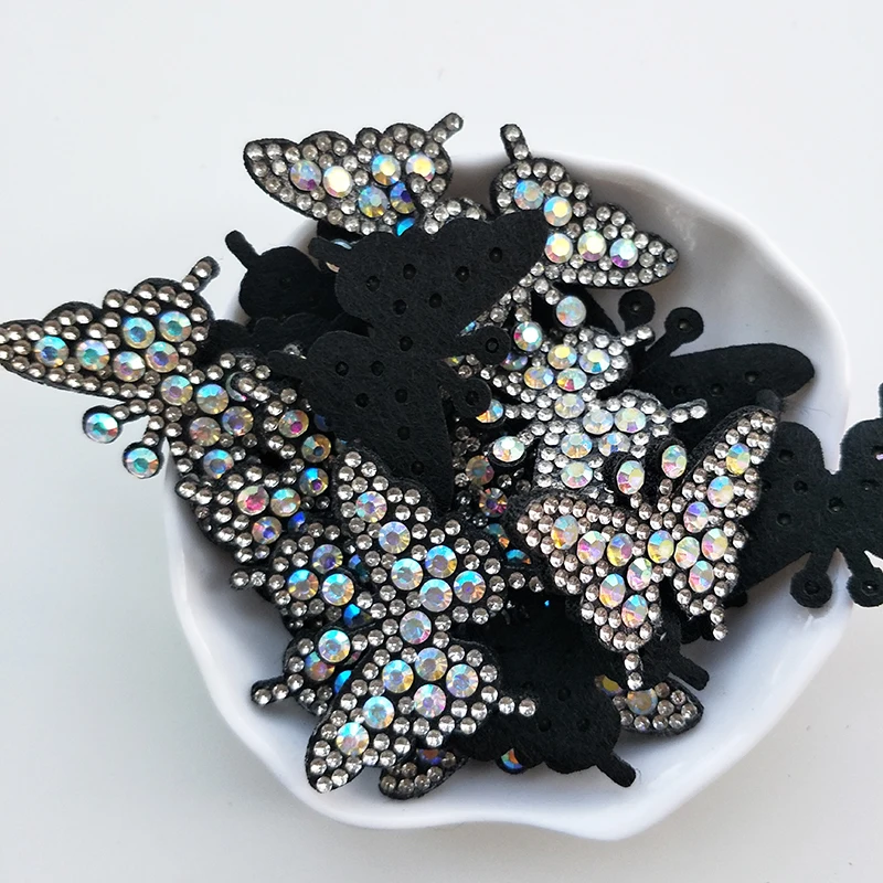 20 шт./лот Мульти Стиль Черная Бабочка Алмазная аппликация патчи для обуви
