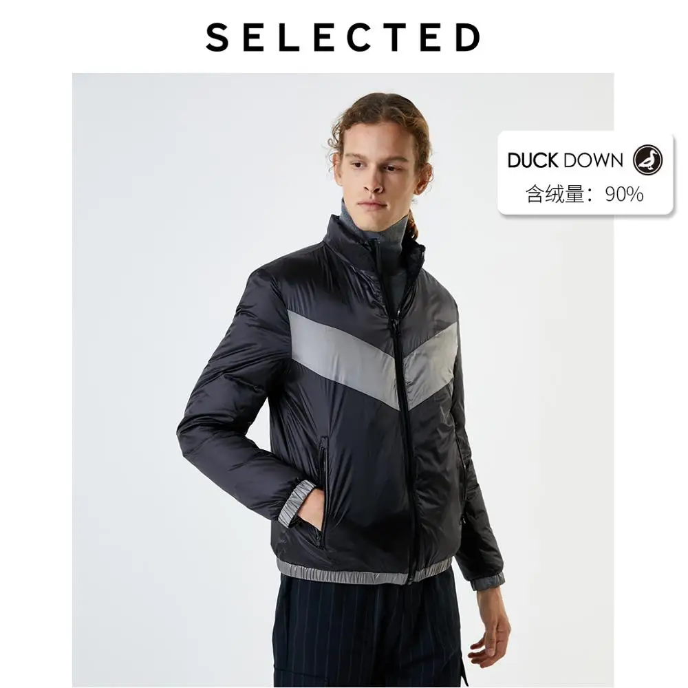 SELECTED Men's Winter Contrast Stitching Duck Down Jacket S|419412506