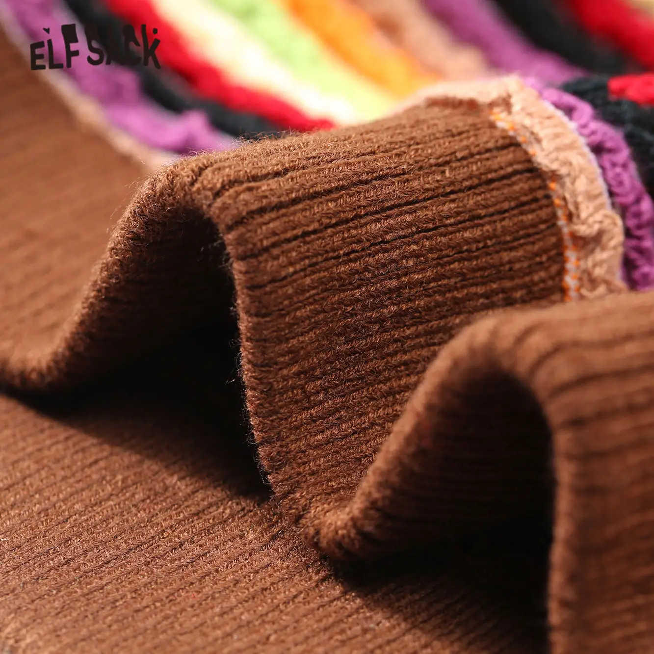 ELFSACK Rainbow Striped Korean Knit Pullover Sweater Women Clothes 2020 Spring Vintage Colorblock Female Slim Office Ladies Tops | Женская