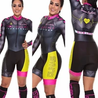 2021 pro team triathlon suit womens cycling jersey skinsuit jumpsuit maillot cycling ropa ciclismo long sleeve set gel pad