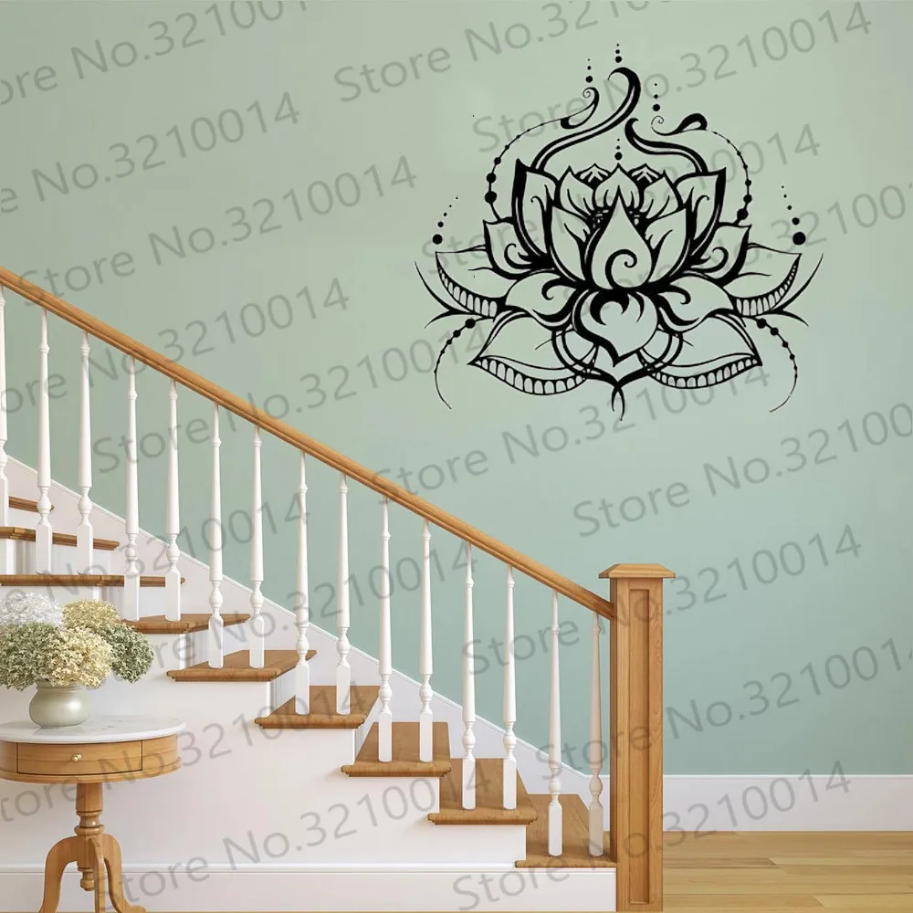 Лотос Наклейка на стену виниловая наклейка Йога индийский узор фрески спальня