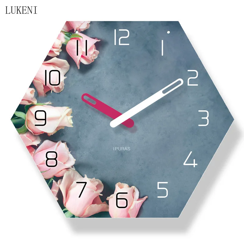 

Rose Flower Hexagonal 14-inch lanyard wall clock Home Decor Wall Decor