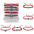 Плетеный веревочный браслет ручной работы, красная нить, браслет с подвесками от сглаза, приносит вам удачу, мирные регулируемые ювелирные изделия на день рождения