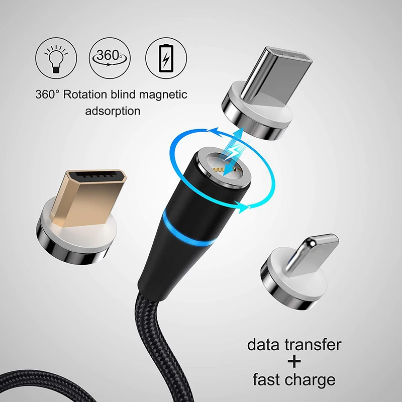 Магнитный кабель USB Starplat Type-C/Micro/Lightning для телефонов iPhone/Android 3A 1 м | Мобильные