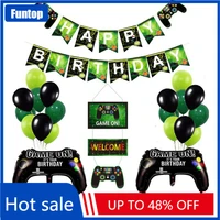 2021 new boy girl black game theme party decoration boy game in banner birthday balloon party decoration kids party supplies