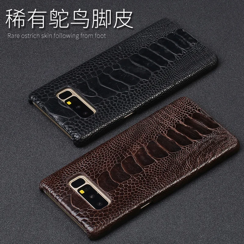 

Natural ostrich skin Genuine Leather protective case for Samsung Galaxy S10 s9 s8 s7 For a70 a50 a40 a30 a8 a7 2018 note 10 8 9