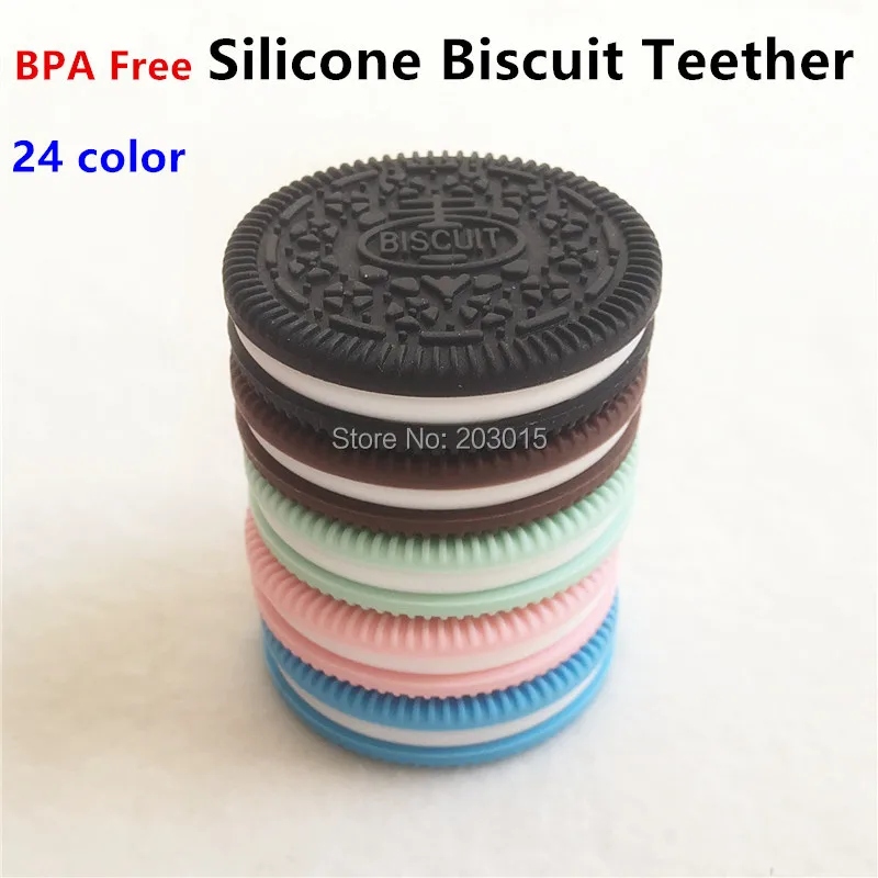 

Chenkai 10PCS Silicone Oreo Teether DIY Baby Biscuit Pacifier Dummy Nursing Sensory Cookie Pendant Toy Gift BPA Free
