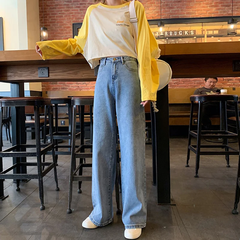 Mozuleva High Waist Loose Straight Wide Leg Jeans Women Pants 2019 Leisure Female All-match Oversized Trousers Denim Jean |